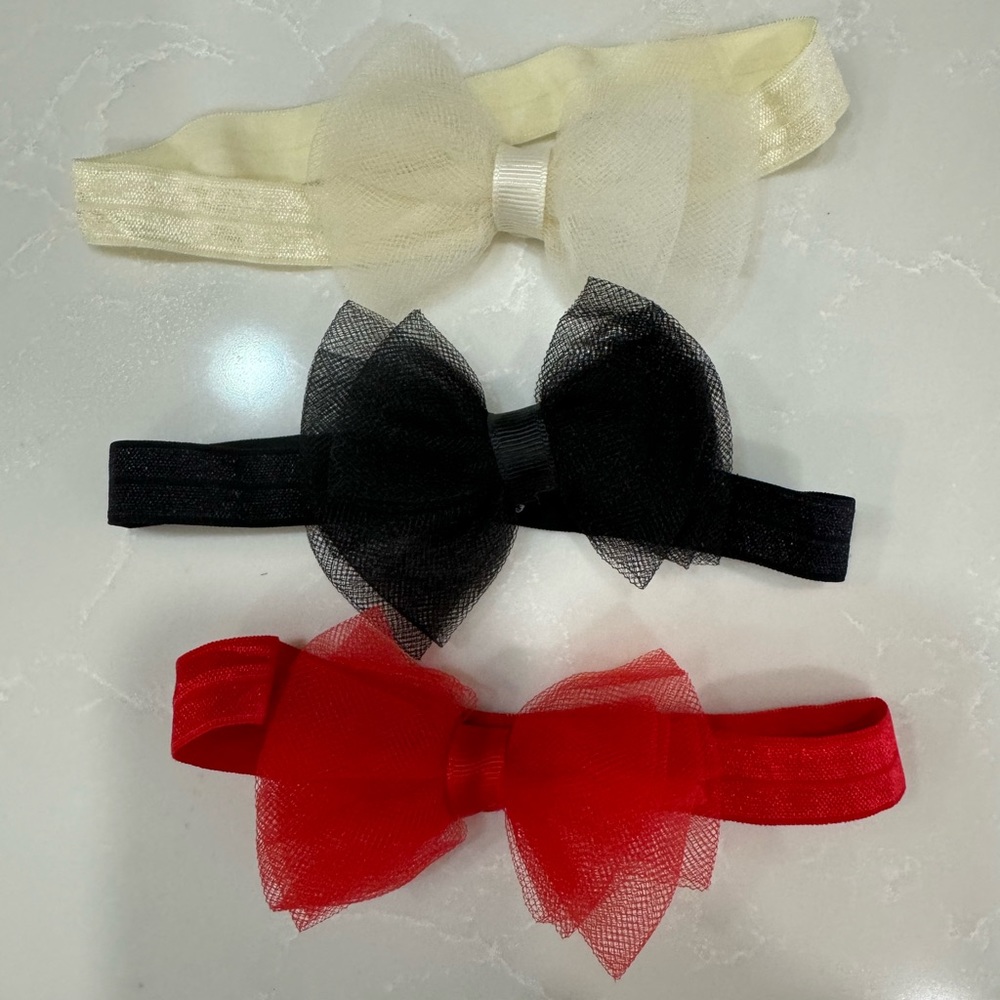Baby or Toddler elastic tulle Christmas headbands